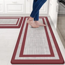 Kitchen Mats Set of 2 Cushioned Anti-Fatigue Non-Skid Rug Sets Ergonomic Comfort