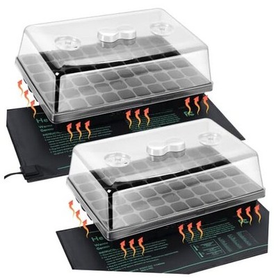  2 Set 60-Cell Seed Starter Kit - Strong Seed Trays with Humidity Domes, 2 SET
