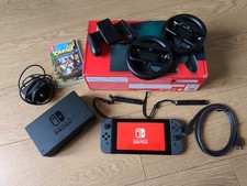 Nintendo Switch Grey (Improved Battery), 125GB SD Card, 1 Game, Dock