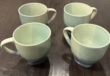 222 Fifth Color Blocks Blue Green Coffee Tea Mugs Mug 4 Inch Set Of 4 NEW