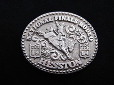 RF09131 USED VINTAGE 1984 NATIONAL FINALS RODEO HESSTON COLLECTOR BELT BUCKLE