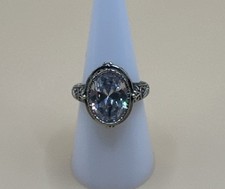 Luxury 925 Sterling Silver Crystal Quartz Ring / Size 8