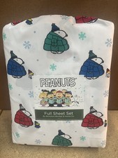 Peanuts Full Sheet Set Snoopy Wood Stock Puffer Jackets Christmas C46