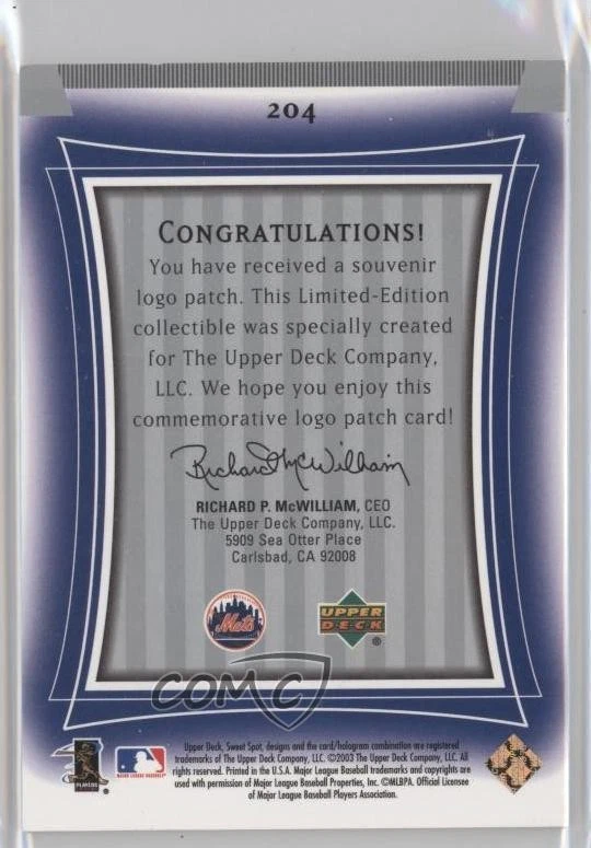 2003 Upper Deck Sweet Spot Sweet Beginnings /1430 Phil Seibel #204 Rookie RC - Image 2 of 2