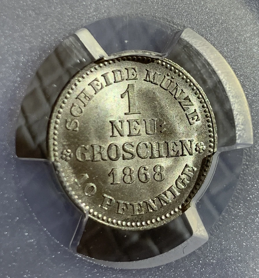 1868 GROSCH SAXONY SILVER COIN PCGS MS64 - Image 3 of 4