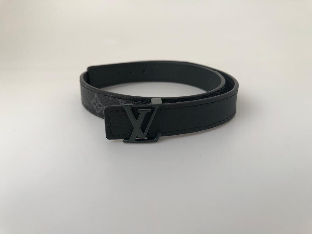 Louis Vuitton Men's Black Canvas LV Initiales 14 mm Reversible Bracelet M6428D