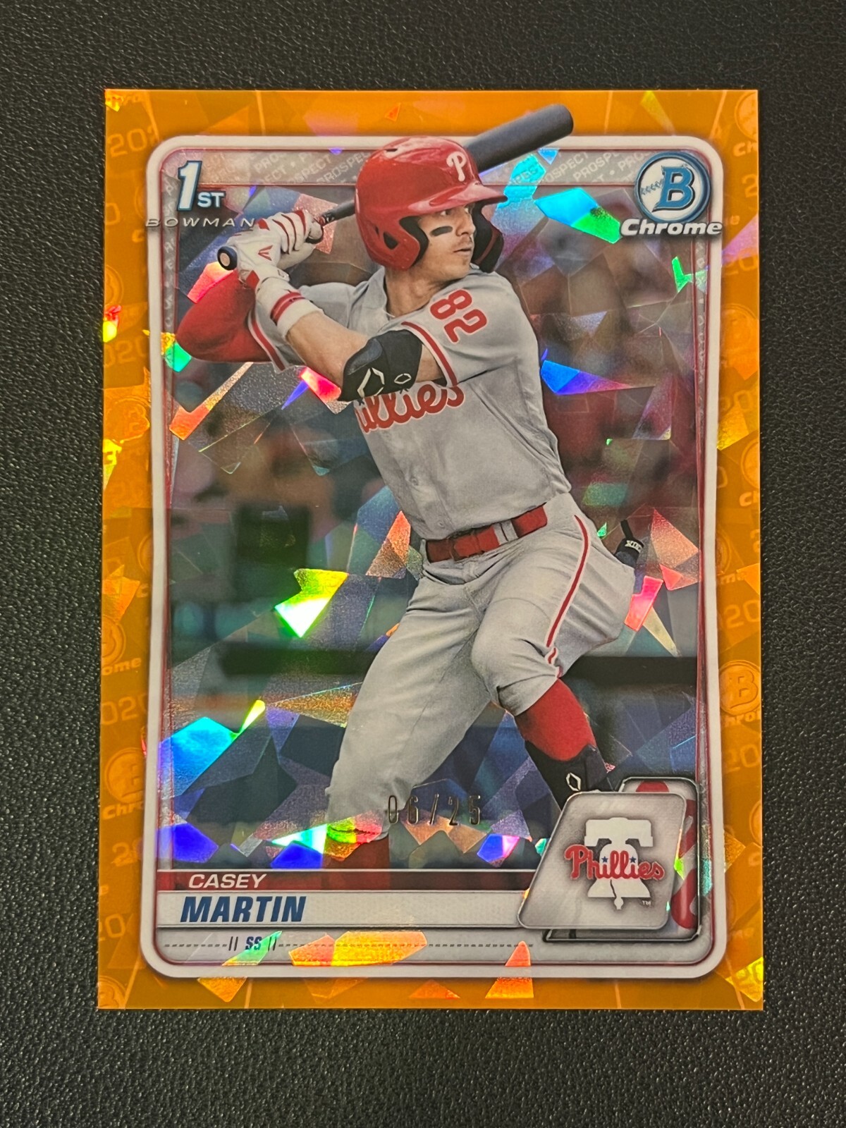 Casey Martin 2020 Bowman Sapphire 1st Orange Refractor /25 Phillies BD-73