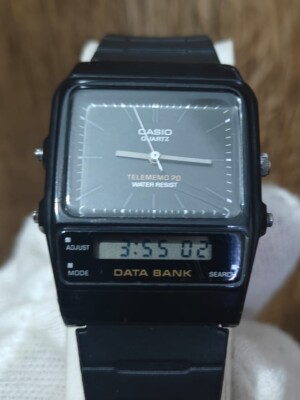 Vintage CASIO AB-20W Data Bank Men Analog Digital Quartz Chrono