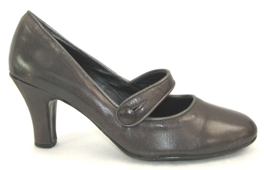 JANIE PHILIP CHAUSSURES BOUTS RONDS CUIR GRIS BRUN 38 TR S BON
