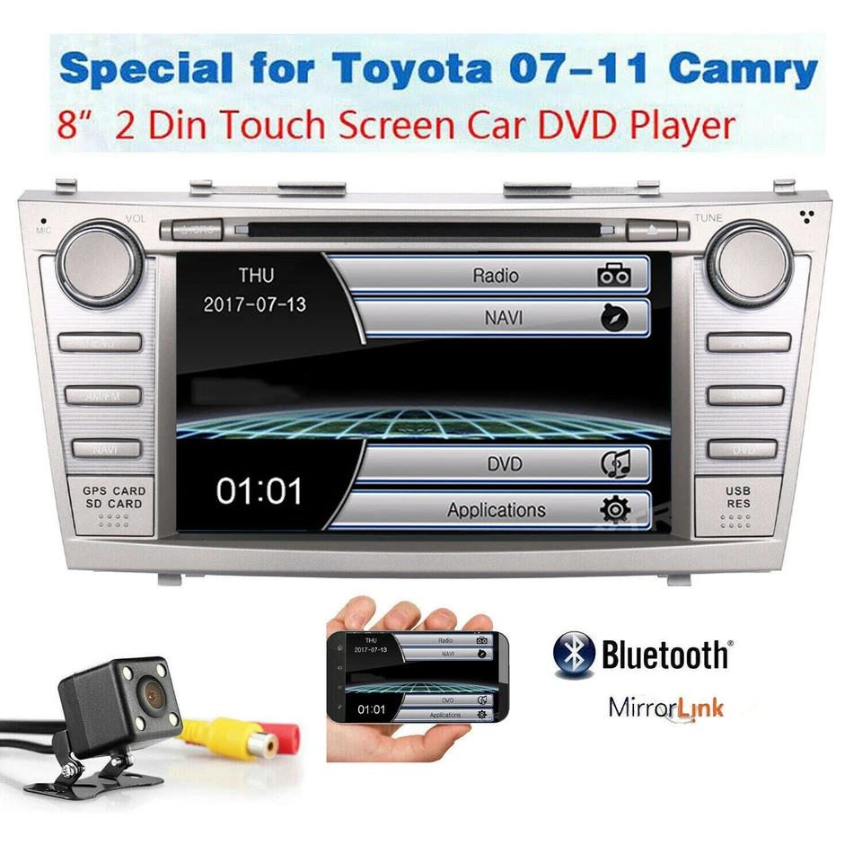 8" For Toyota Camry CD DVD GPS Navi Car Radi Stereo 2007 2008 2009 2010 2011 - Image 2 of 4