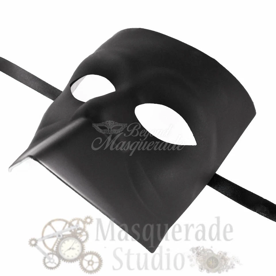 Mens Blank Bauta Venetian Costume Theater Halloween Masquerade Mask [Black] - Image 3 of 4