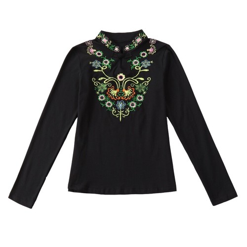 Chinese Traditional Tops Cotton Lady Floral Embroidery Shirt Blouse Ethnic Retro - Picture 5 of 18