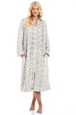 Camille Women's Lounge Robe Animal Print Long Sleeve Ladies Fleece Dressing Gown
