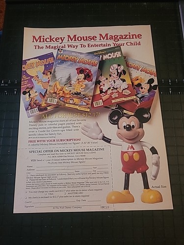 Mickey Mouse Magazine Vintage Print Ad 1992 8x11 Great To Frame 