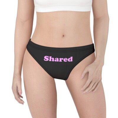 Shared Women's Sexy Slutty Kinky Hotwife Black Thong Panties Lingerie S-5XL