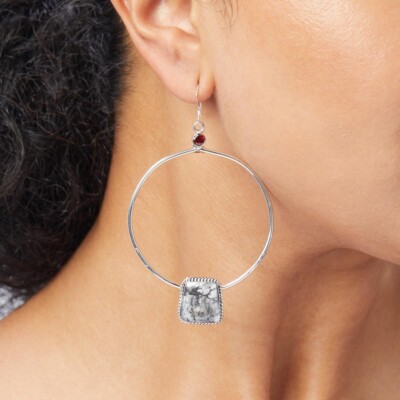 Chaco Canyon Sterling Silber Edelstein Creolen Ohrhänger