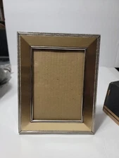 Fetco 5 X 7 Inch Silver Gold Tone Metal Picture Frame Studded Edges