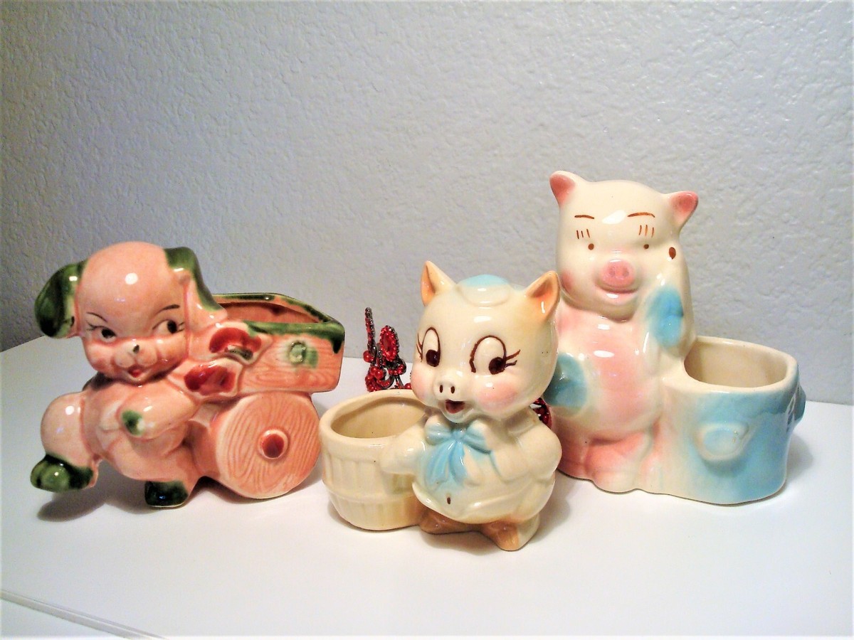 Ceramic Pig Planter with Piglets Pig Succulent Pot main image 3