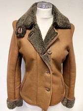 Brand New Lakeland Tan Brown  Leather Wool Lined Zip & Button Up Jacket Size 10