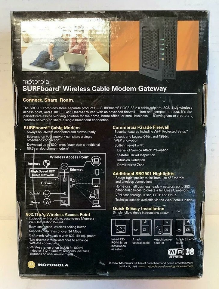 Motorola SURFboard SBG901 2.4GHz Wireless-G Cable Modem Gateway - Image 2 of 4