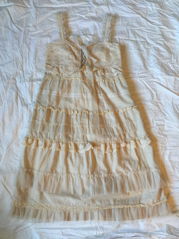 Vestido Cynthia Steffe Romántico Beige Encaje Fuelle Correa Rodilla 6 Verano Foto 4 de 4