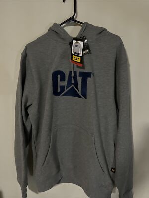 CAT S3 Cord System Trademark Logo Hoodie Sweatshirt/Pullover GRAY/BLUER MEDIUM
