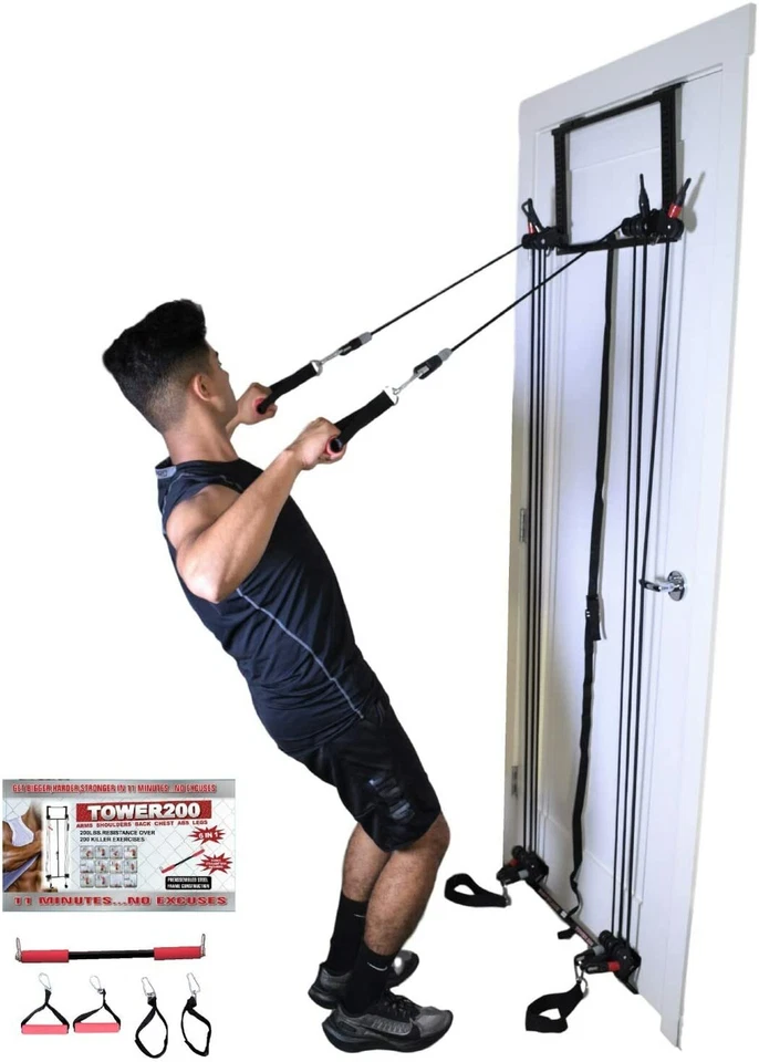 Body by Jake Tower 200 TM Door Gym Exercise Total Fitness Gym w Straight Bar NEW - Image 2 of 4