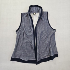 Jones New York Women s XL 100 Cotton Dark Navy Pockets Open Front Cardigan EUC