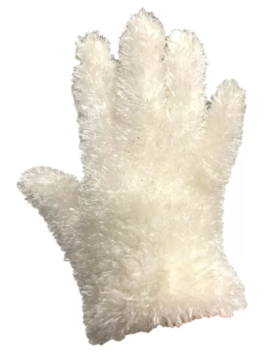 White cheap fur gloves