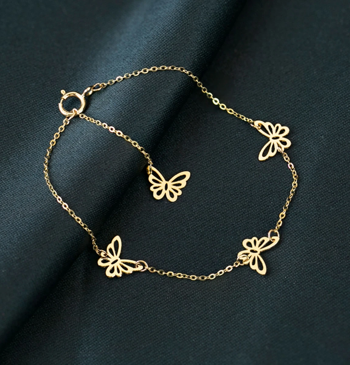 14k gold 2024 butterfly charm bracelet