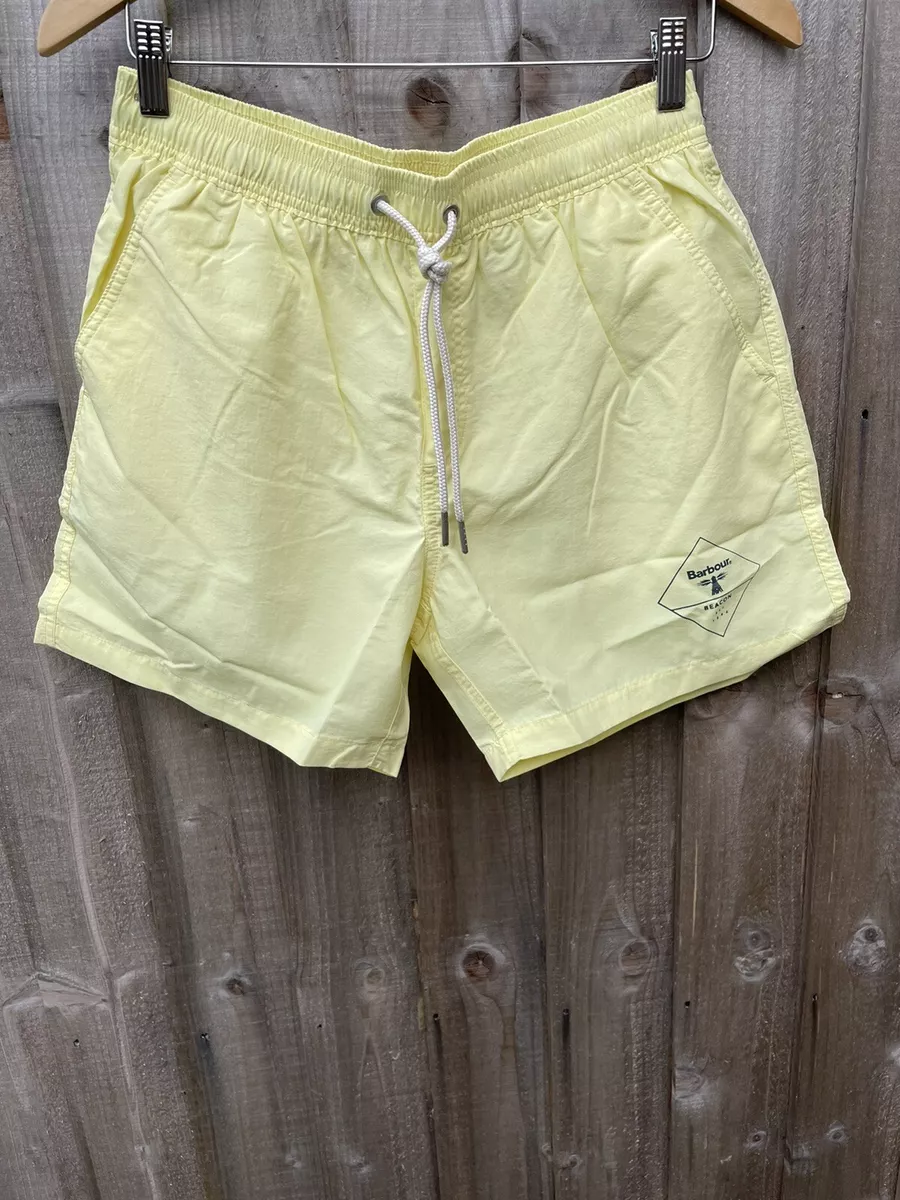 Barbour Beacon Logo Swim Shorts Pale Yellow Small Brand New With