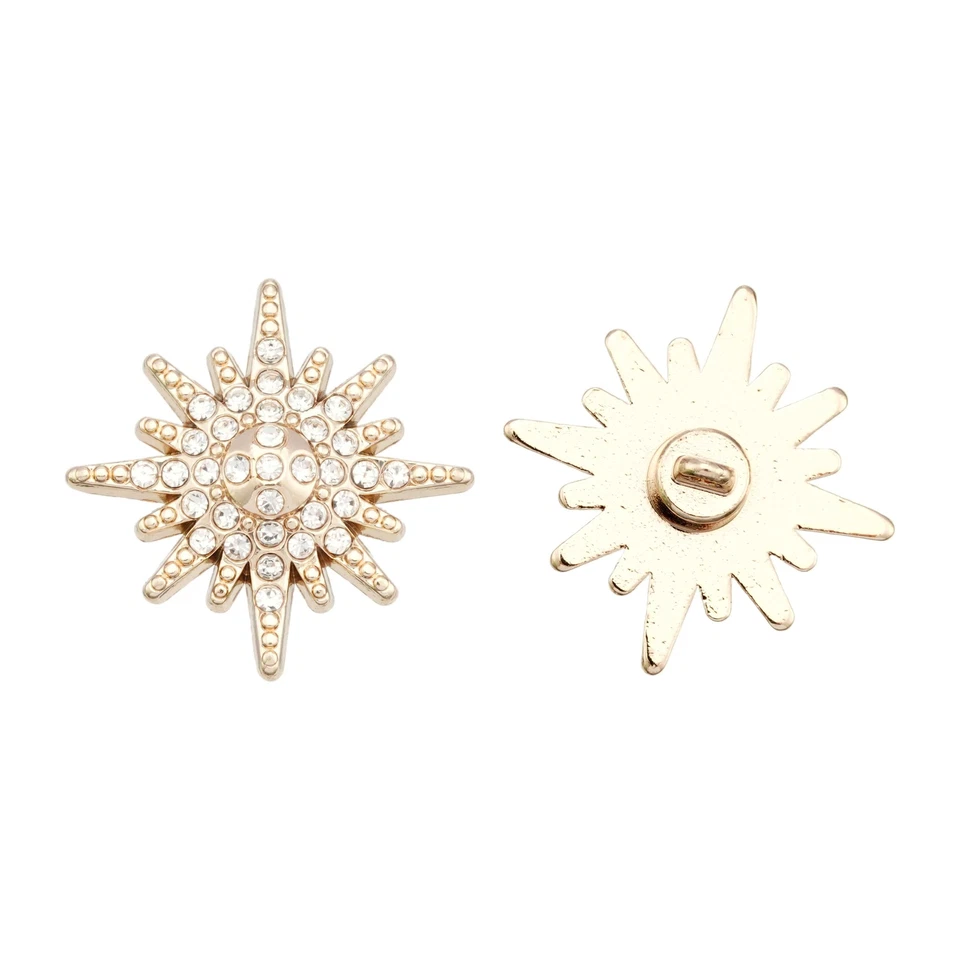 5pcs Starburst Crystal Metal Buttons for DIY Sewing & Craft Projects 23mm - Image 2 of 2