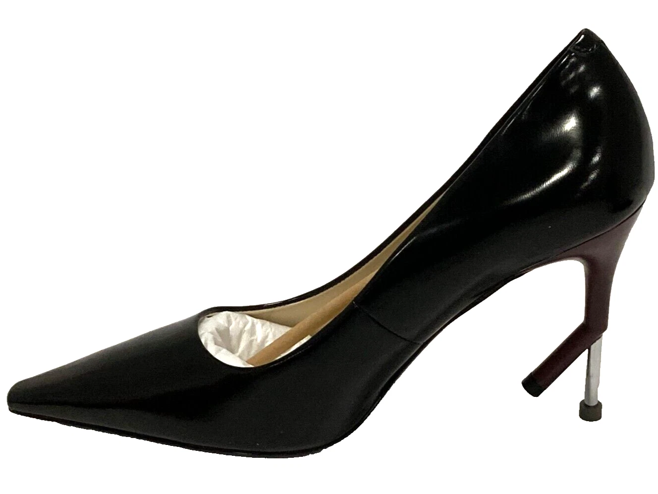 Tory Burch donna tacco rotto pompa pelle di agnello perfetto nero carmine scuro taglia 11