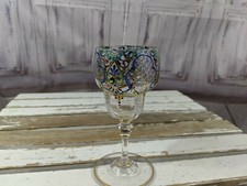 Antique AS IS Bohemian hand-painted champagne flute glass champagne