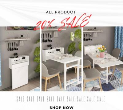 Wooden Murphy Folding Table Space Saving Wall Mounted Dining Kitchen ...