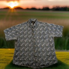 Vintage Route 66 Men's L Short Sleeve Button Down Shirt With Geometric Pattern