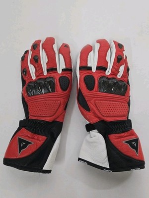 Dainese Hellfire EVO Leather Gauntlet Sport Motorcycle Gloves, Red/Black/White