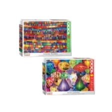 Eurographics 2 PK Puzzle Set Colors World Peruvian Blanket & Asian Lantern 1k pc