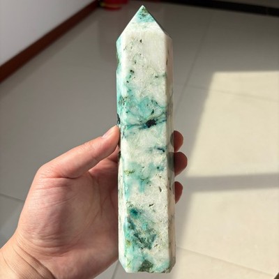 1.8LB Natural Phoenix Stone Obelisk Chrysocolla In Quartz Tower Crystal Point