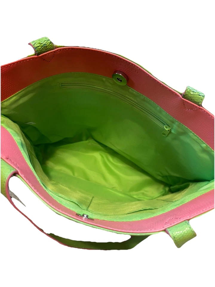 Baekgaard 双色单肩包 – 莱姆绿和粉红色磁性闭合 — 第 4/4 张图片