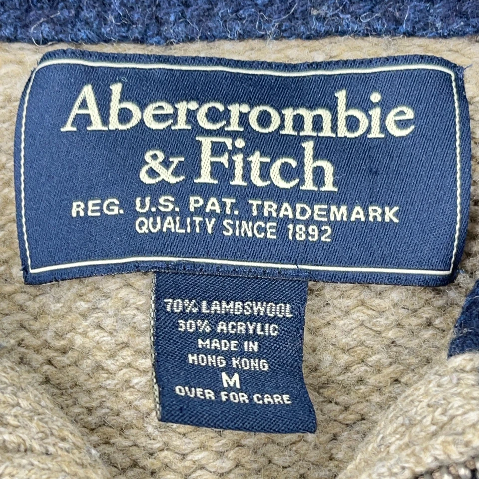 Vintage Y2K Abercrombie Fitch Cardigan Sweater Men Men Medium Lambs Wool Blue - Image 3 of 4