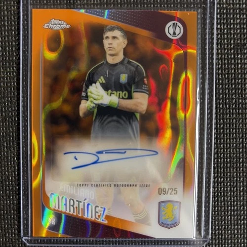 2025-26 Topps Chrome UEFA UCC Emiliano Martinez Aston Villa Orange  Auto /25