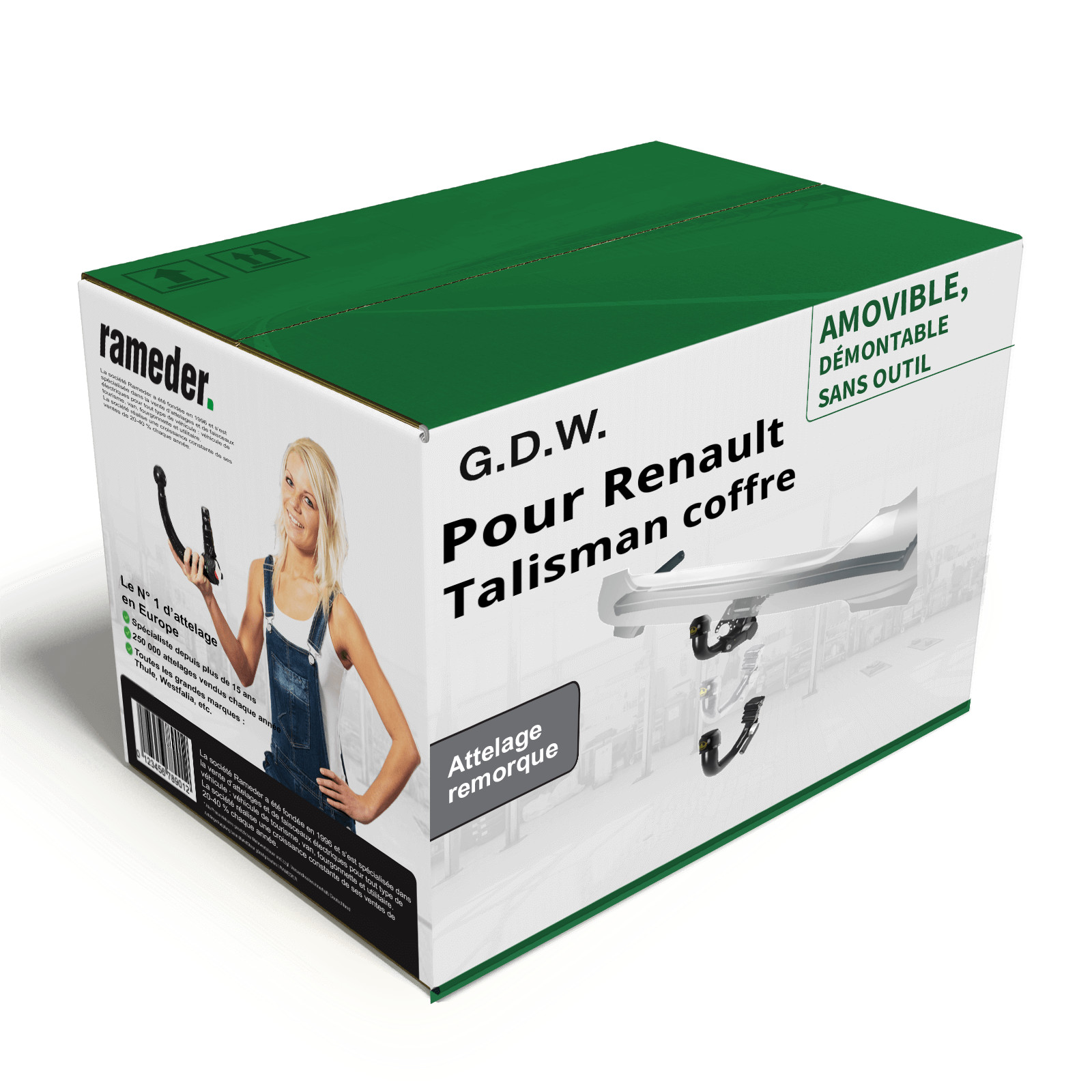 Attelage pour Renault Talisman démontable sans outil avec rotule antivol verticale GDW