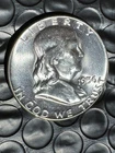 1956 Franklin Half Dollar 50C - Uncirculated Details - Rev has Scratch on DOLLAR