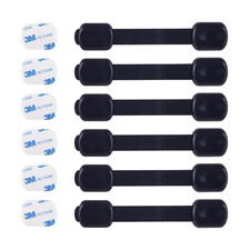 Child Safety Cabinet Locks 6 Pack   Adjustable Baby Proofing Strap Latches wit