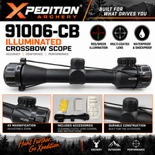 Xpedition Archery Illuminated Crossbow Scope w/Mount Rings 91006-CB NEW