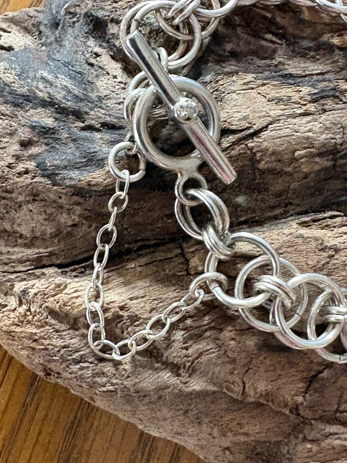 Sterling Silver multiple  Link Chain Bracelet Wit… - image 7