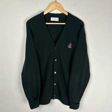 Vintage Izod Made in USA Black Preppy 90s Cardigan Sweater Large