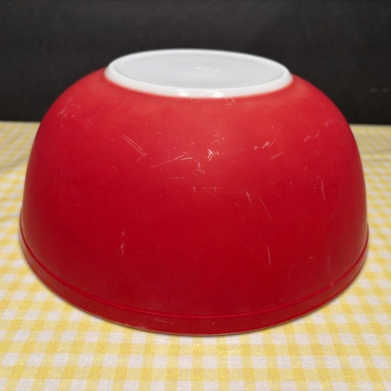 Pyrex 404 Red Mixing Bowl 4 Qt Primary Open Stock Vintage MCM