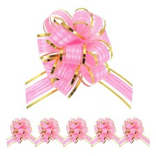 6 PCS 4 Inch Large Pink Pull Bows Ribbon Gift Wrapping Wedding Party Baskets